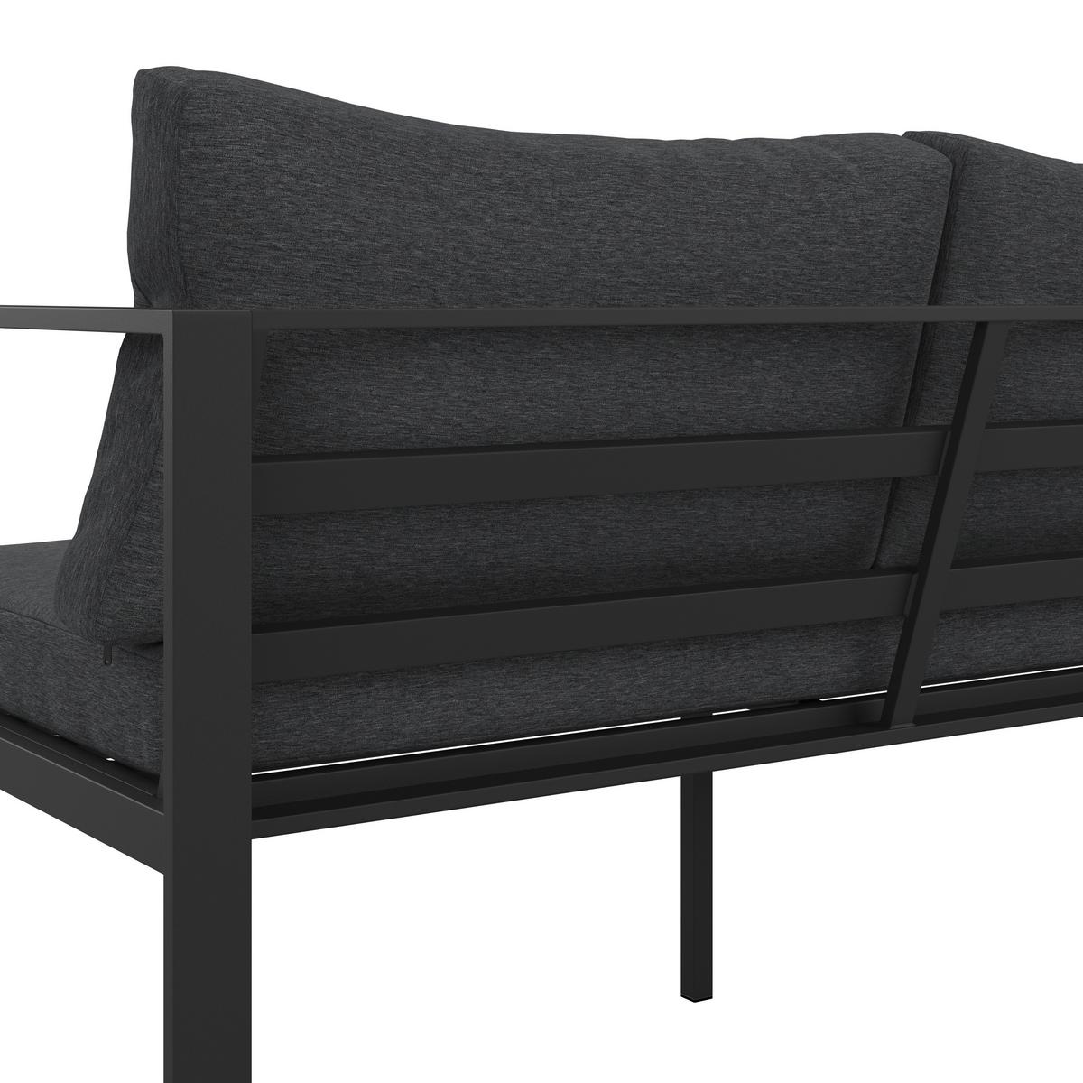 Loungegarnitur Almeria - Anthrazit, MODERN, Glas/Textil - Beldano