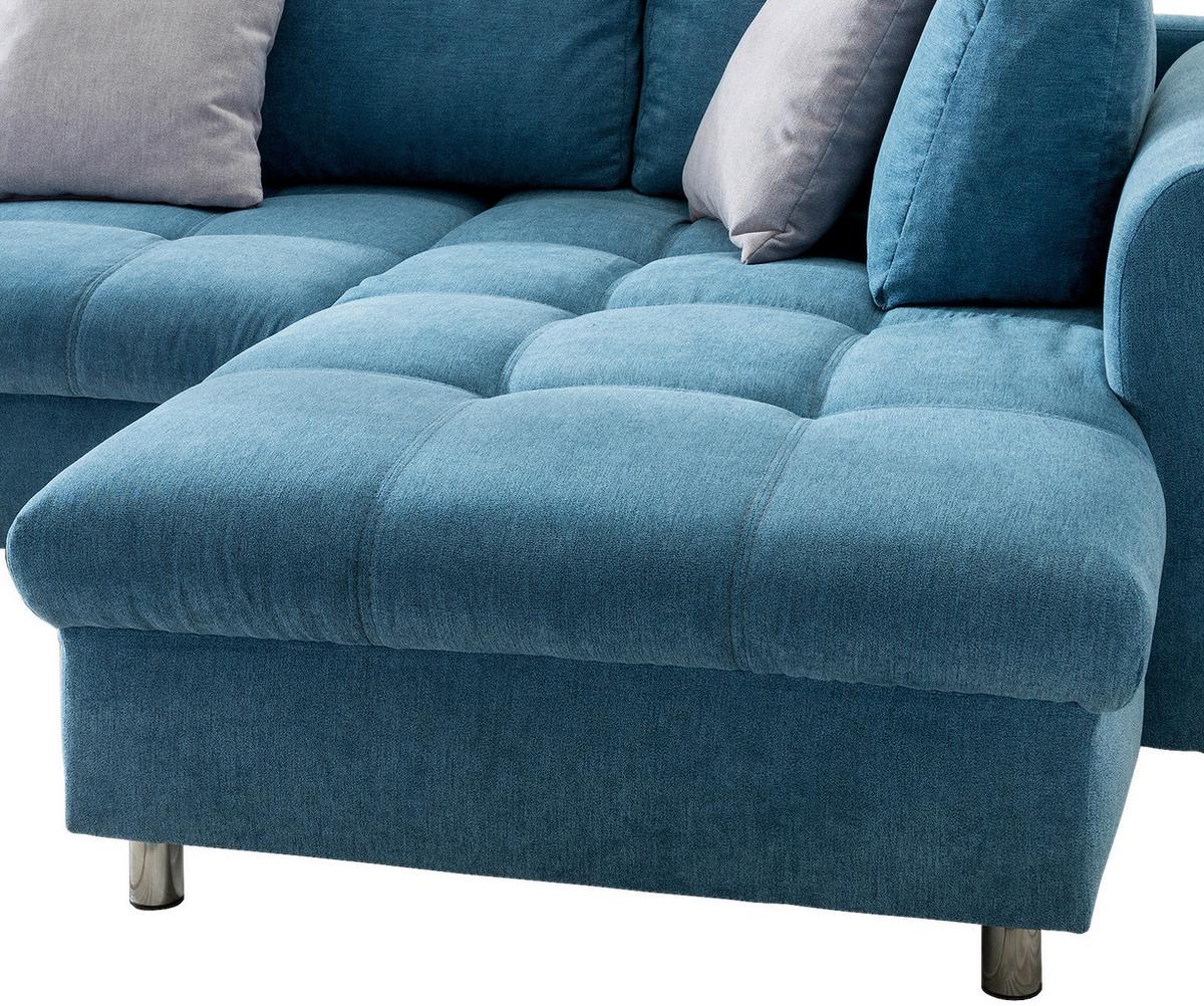 Rohová sedačka AGIRA, pravá, modrá / strieborná - modrá/chrómová, Design, textil (250/190cm) - Livetastic