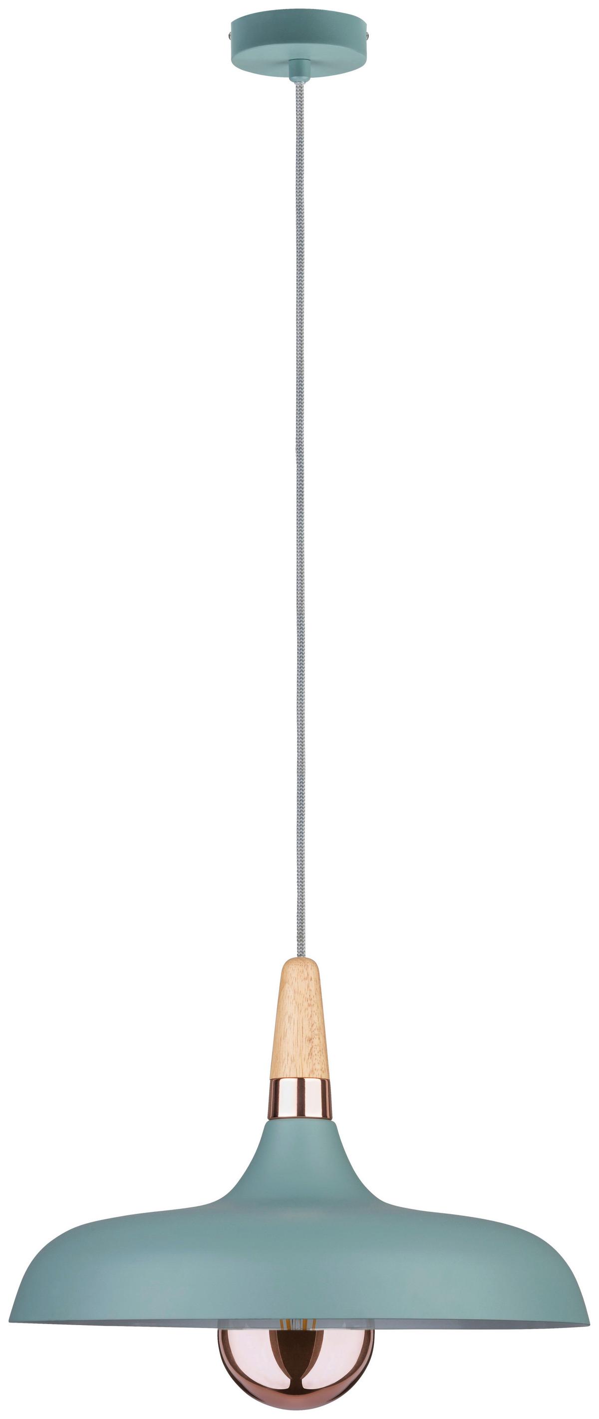Hängeleuchte Juna H: 145,5 Cm 1-Flammig, Mintgrün, Dimmbar - Mintgrün/Kupferfarben, Design, Holz/Metall (34,2/145,5cm) - Paulmann
