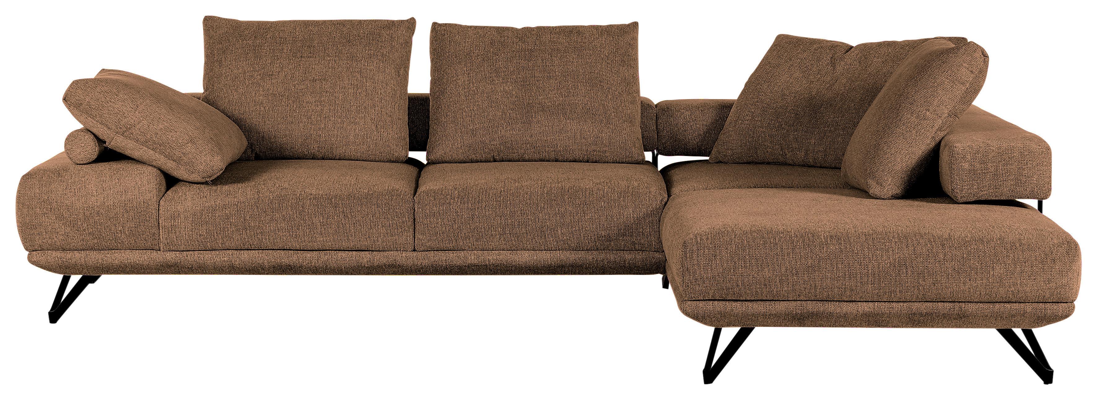 Ecksofa Bolzano - Cognac/Schwarz, KONVENTIONELL, Textil (310/240cm) - MID.YOU