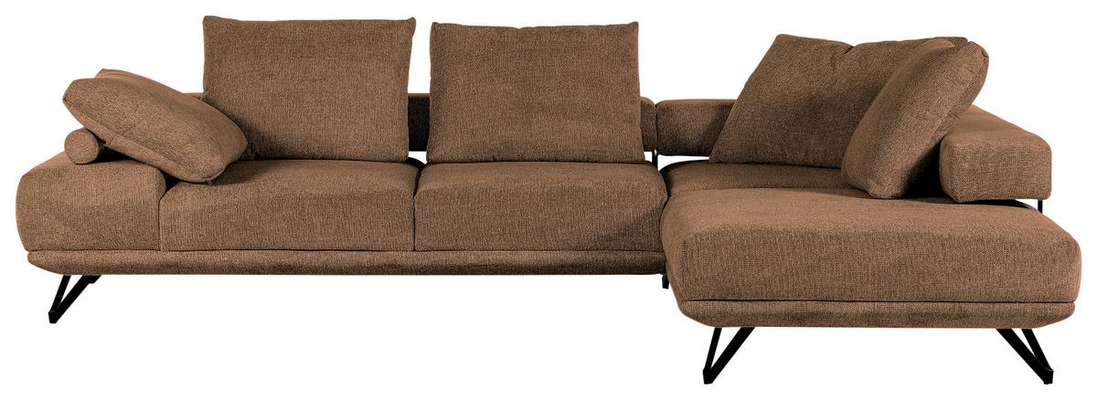 Ecksofa Bolzano - Cognac/Schwarz, KONVENTIONELL, Textil (310/240cm) - MID.YOU
