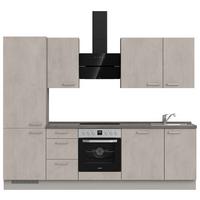 Kuchynská linka 270 cm, šedý betón/ kamenná šedá - sivá/farba ušľachtilej ocele, Modern, kov/kompozitné drevo (270cm) - Nobilia