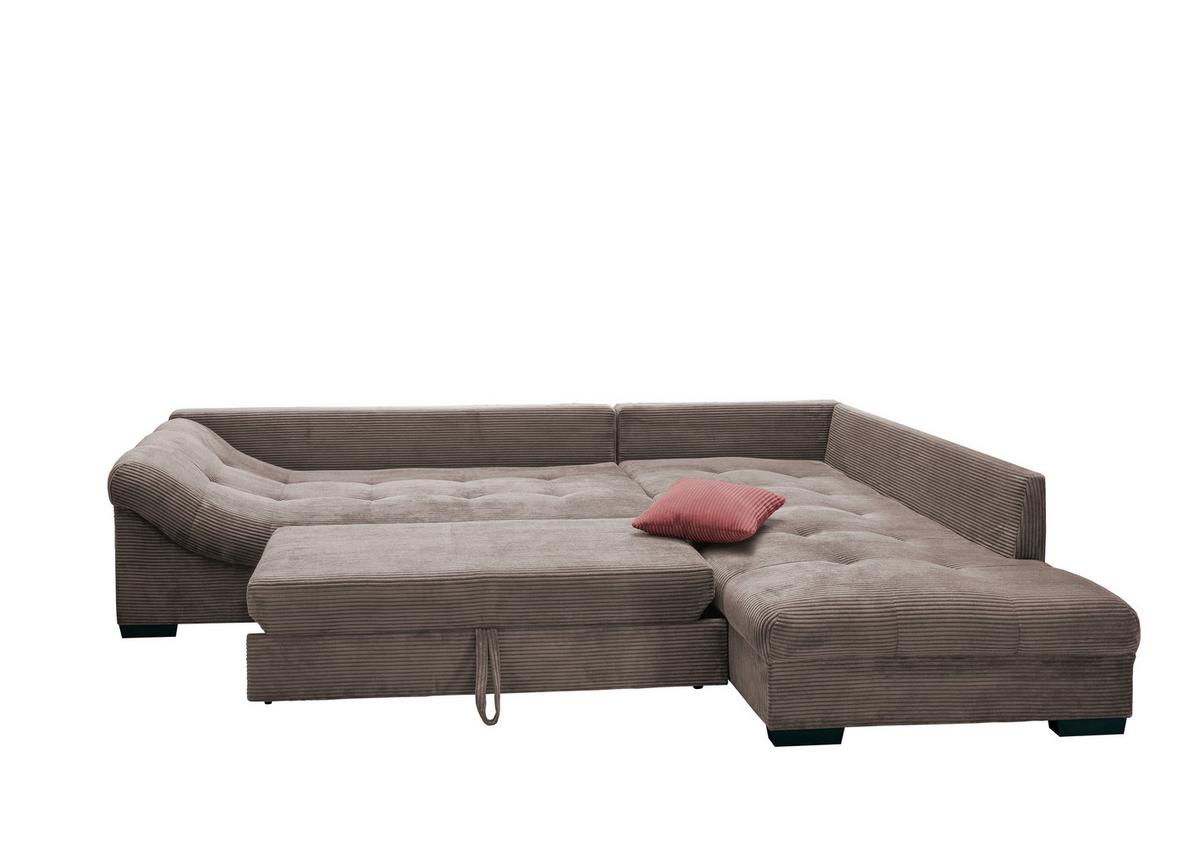 Rohová sedačka ALVITO, pravá, sivohnedý menčester - hnedá/koralová, Design, drevo/textil (298/202cm) - MID.YOU