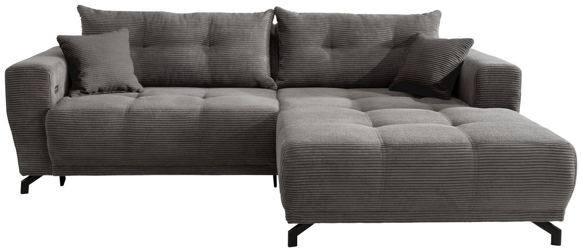 Ecksofa Restato Grau S: 246/177 cm - Schwarz/Grau, MODERN, Holz/Textil (246/177cm) - MID.YOU
