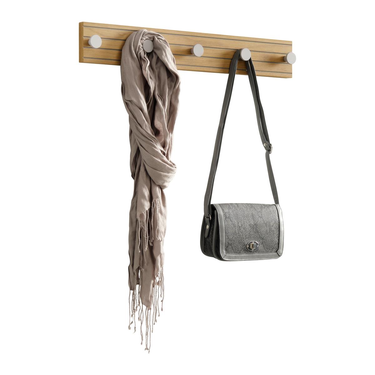 Nástenný vešiak Polar 5, š: 60 cm - kašmírová/farba duba, Modern, kov/kompozitné drevo (60/9/4cm) - Mömax