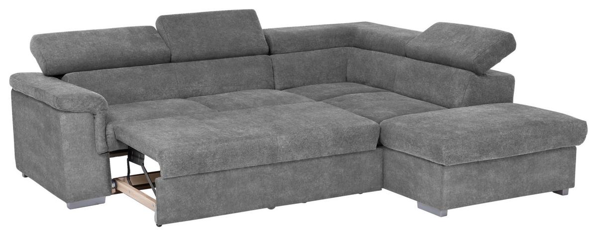 Sedací souprava MILLA šedá pravý roh - šedá, Basics, dřevo/textil (252/217cm)