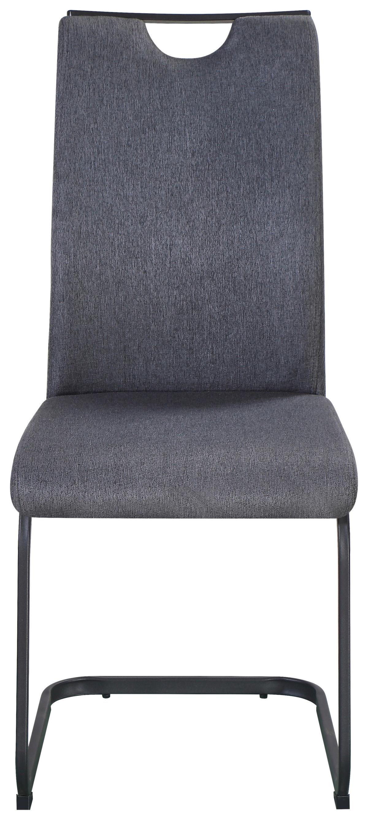 Schwingstuhl Dina Leinenoptik Grau - Schwarz/Grau, KONVENTIONELL, Textil/Metall (58/86/62cm)