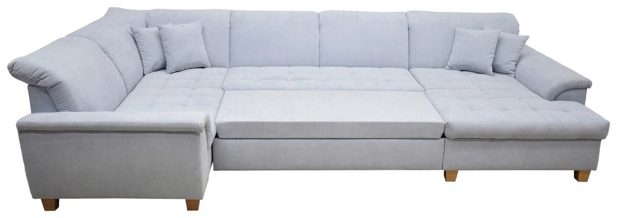 Wohnlandschaft Franzi Mit Schlaffunktion Pastellblau - Pastellblau/Eichefarben, KONVENTIONELL, Textil (214/352/170cm) - MID.YOU