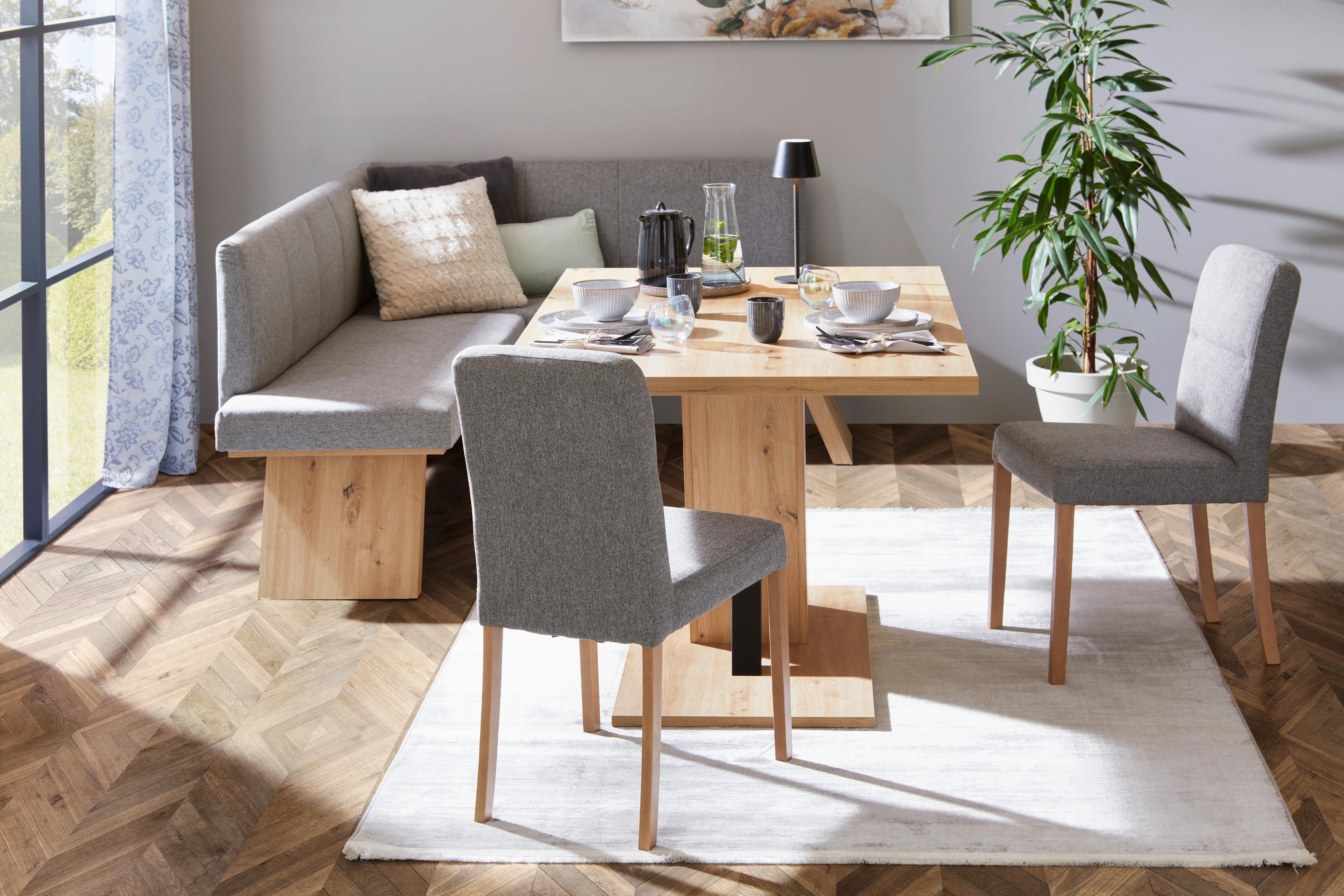 Eckbank Emma II - Eichefarben/Grau, KONVENTIONELL, Holzwerkstoff/Textil (185/150cm)