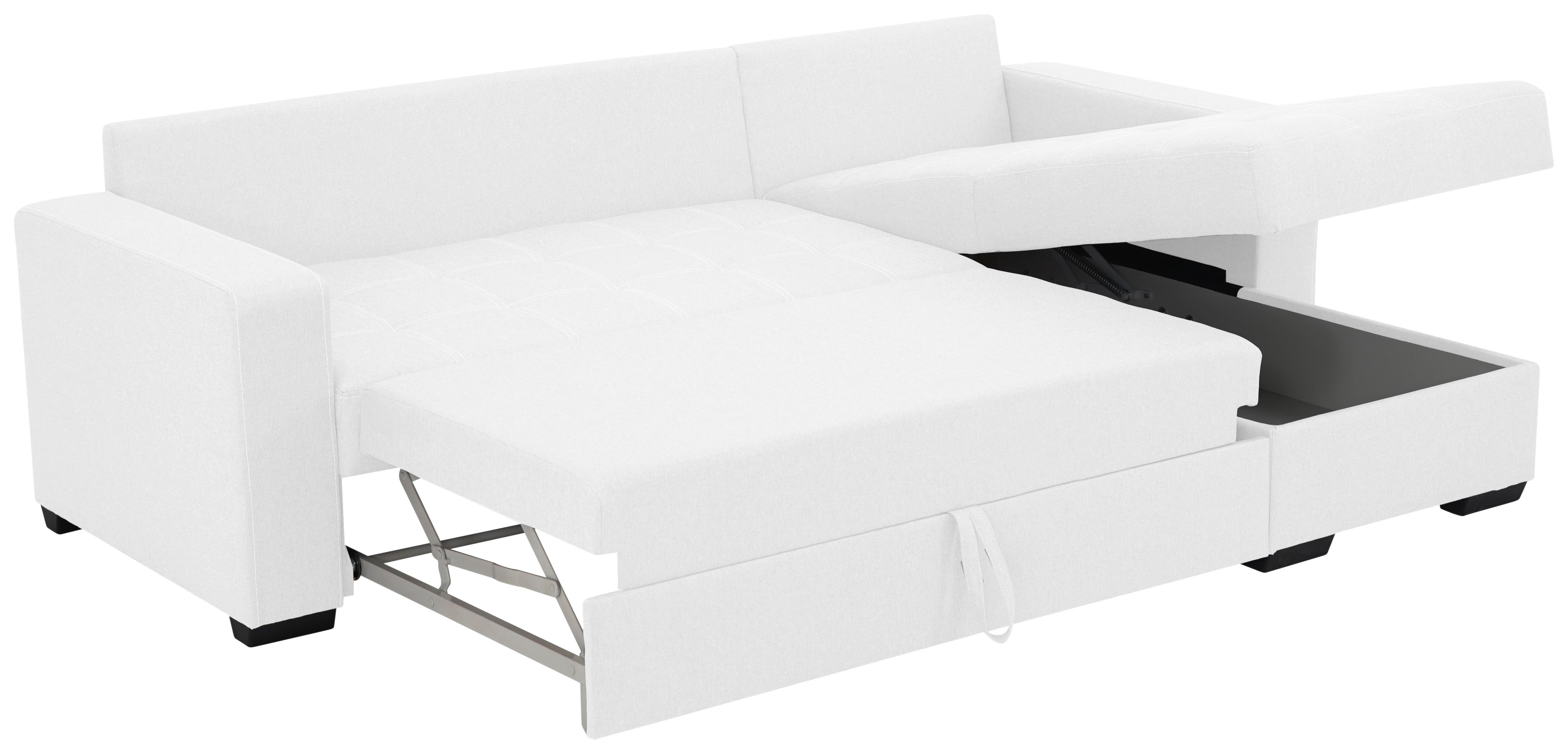 Eckschlafsofa Mediolan Weiß S: 240x160 cm - Schwarz/Weiß, Design, Textil (240/160cm) - Livetastic