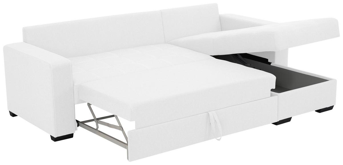 Eckschlafsofa Mediolan Weiß S: 240x160 cm - Schwarz/Weiß, Design, Textil (240/160cm) - Livetastic