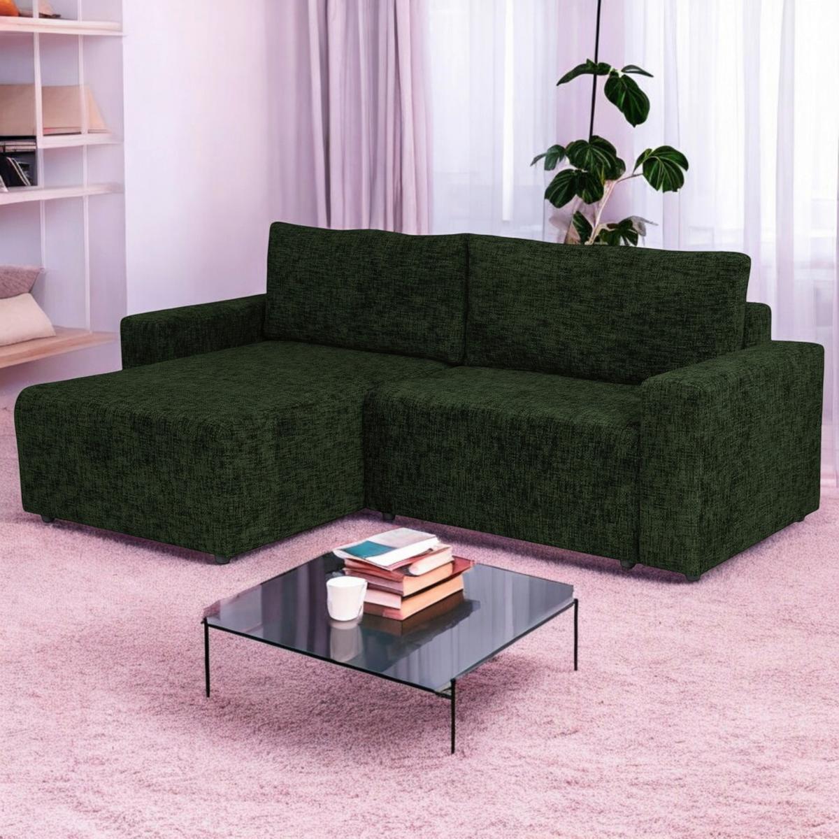 Ecksofa Dallas Dunkelgrün  173x258 Cm - Waldgrün/Dunkelgrün, MODERN, Holz/Kunststoff (173/258cm)