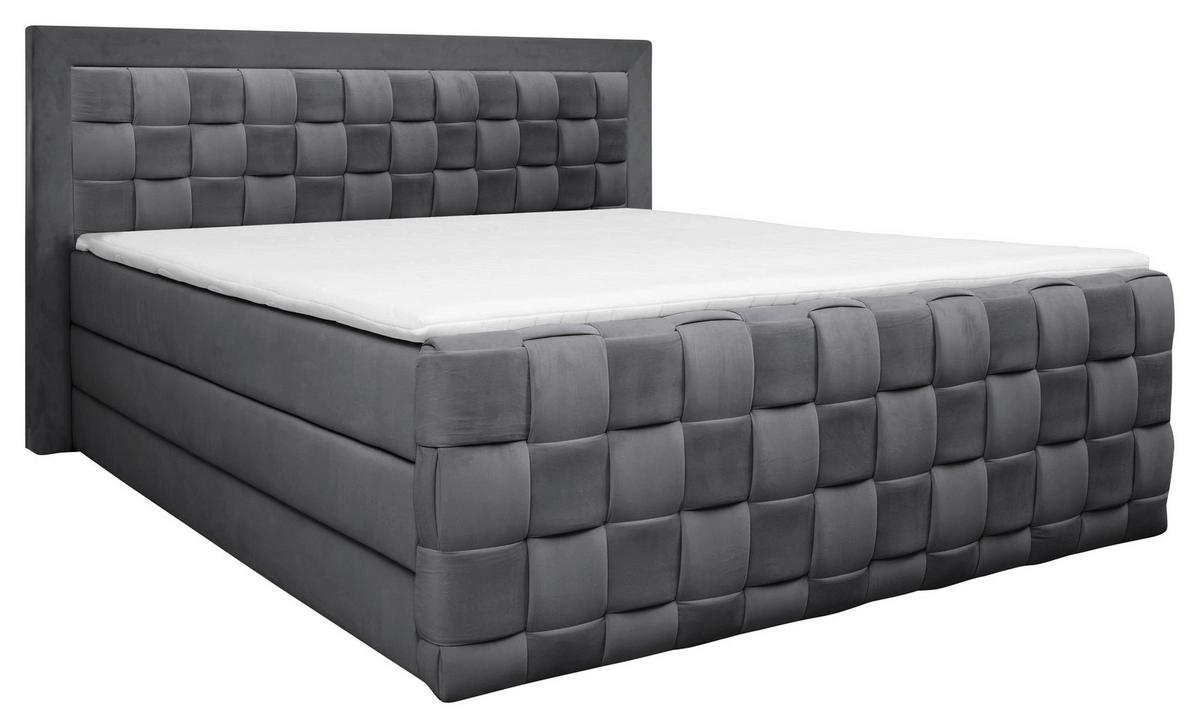 Boxspringbett Grenada Graphitfarben Lf: 180x200 cm - Graphitfarben, MODERN, Textil (180/200cm) - Livetastic