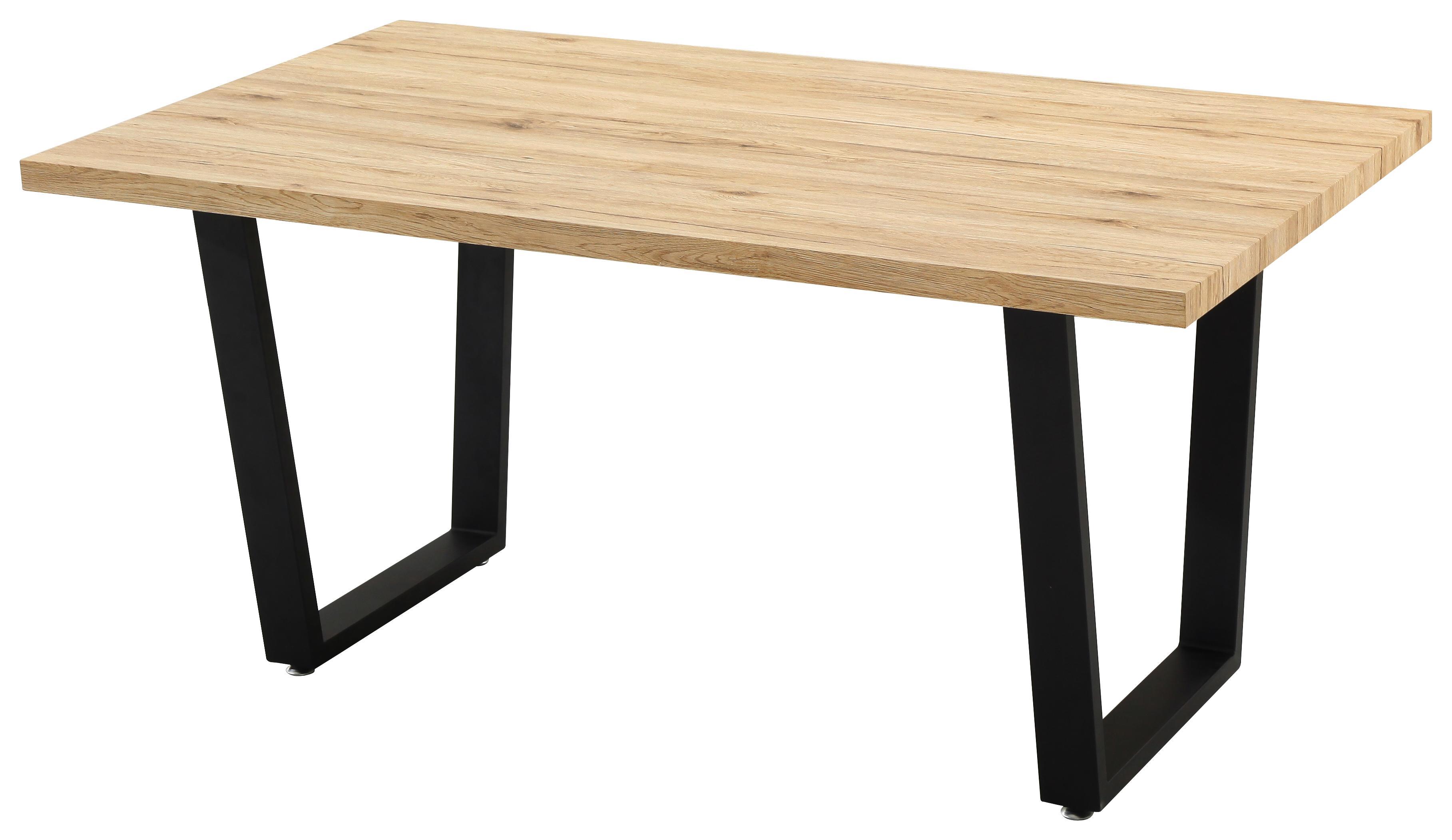 Étkezőasztal Rudi - Tölgyfa/Fekete, modern, Fa/Fém (160/90/75cm)