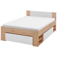 Stauraumbett M. Bettladen 140x 200cm Azurro Weiß/eiche - Eiche Artisan/Weiß, MODERN, Holzwerkstoff (140/200cm)
