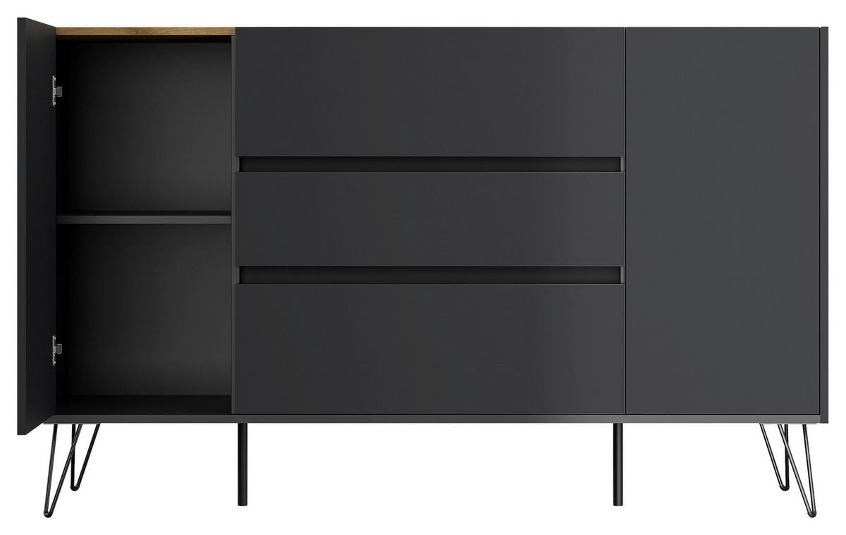 Sideboard Posseik Industrial Eichefarben/graphitf. B:155 Cm - Eichefarben/Schwarz, Design, Holzwerkstoff (155/93,6/42cm) - P & B