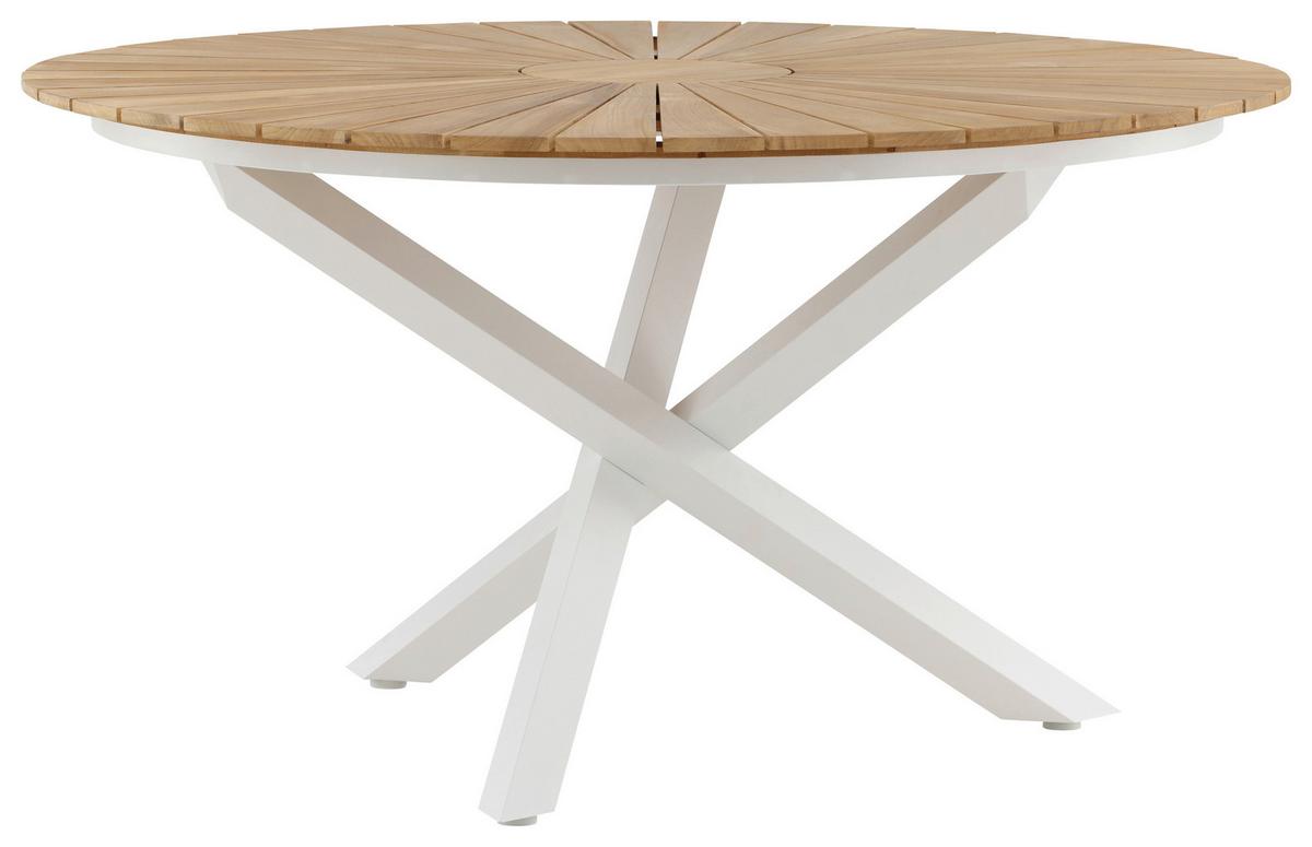 Gartentisch Mexico - Weiß/Teakfarben, KONVENTIONELL, Holz/Metall (140/140/75cm) - Gardenson