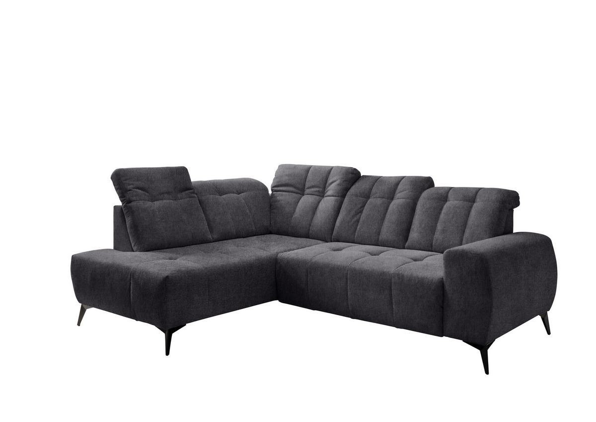 Ecksofa mit USB Anschluss Sano, Anthrazit, S: 200x261 cm - Anthrazit/Schwarz, MODERN, Textil (200/261cm) - Livetastic