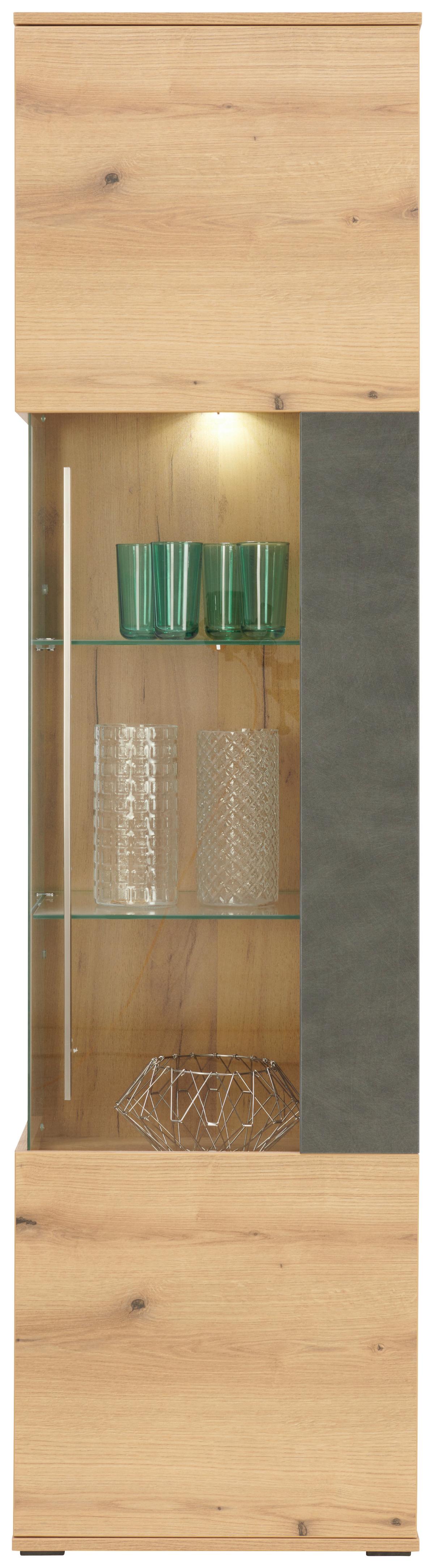Vitrine Limit B: 52 Cm Coast Evoke Eiche Dekor/matera - MODERN, Glas/Holzwerkstoff (52/201/40cm)
