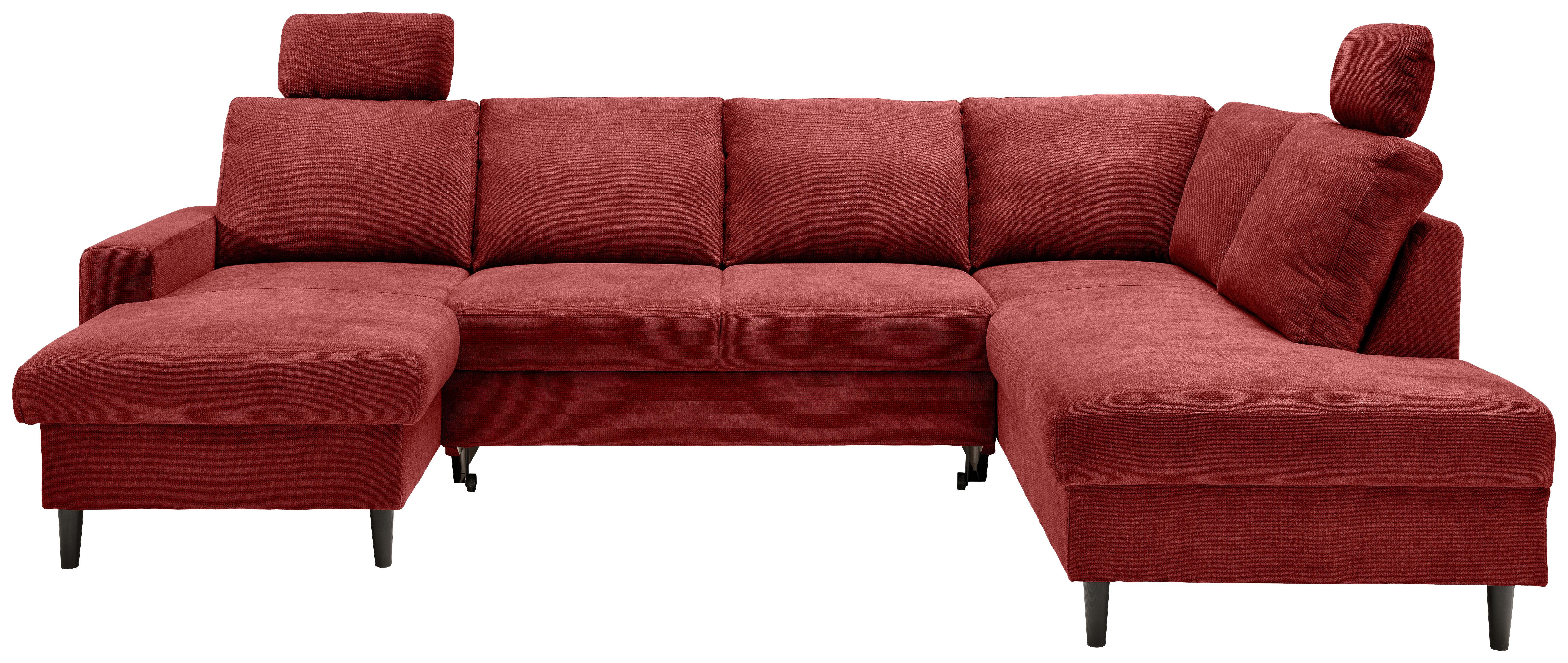 Wohnlandschaft Passione Rot U: 153x305x200 cm - Rot/Schwarz, MODERN, Textil (153/305/200cm) - Livetastic