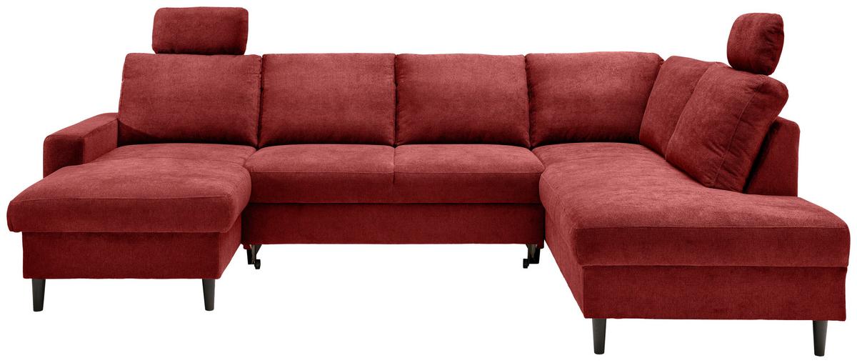 Wohnlandschaft Passione Rot U: 153x305x200 cm - Rot/Schwarz, MODERN, Textil (153/305/200cm) - Livetastic