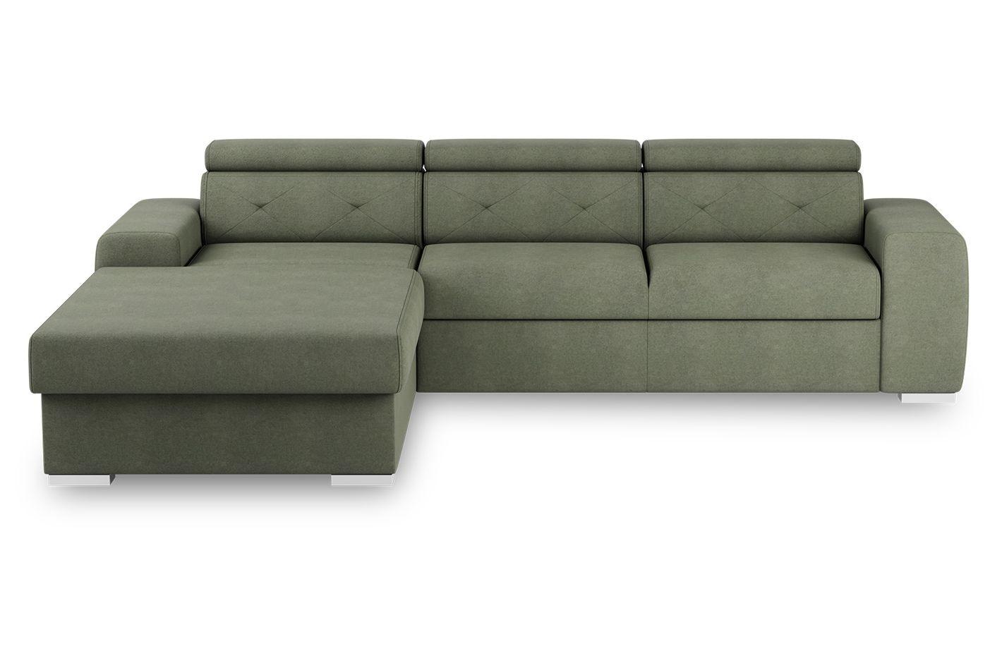 Eckschlafsofa Madison - Silberfarben/Olivgrün, Design, Textil (195/296cm) - MID.YOU