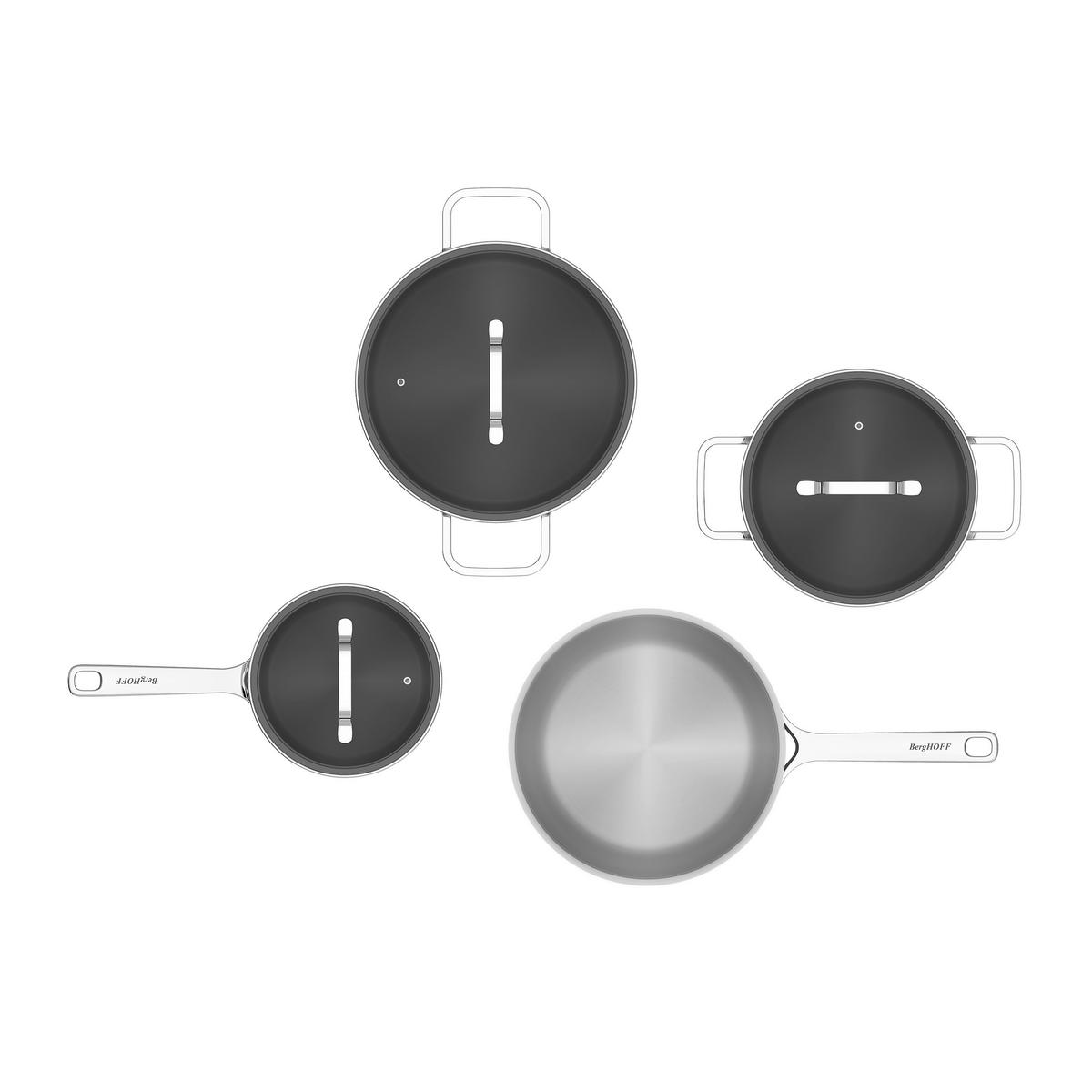 Kochtopfset 7-Teilig Edelstahlfarben B: 33 cm - Edelstahlfarben, Basics, Glas/Metall (59,50/33,00/17,00cm)