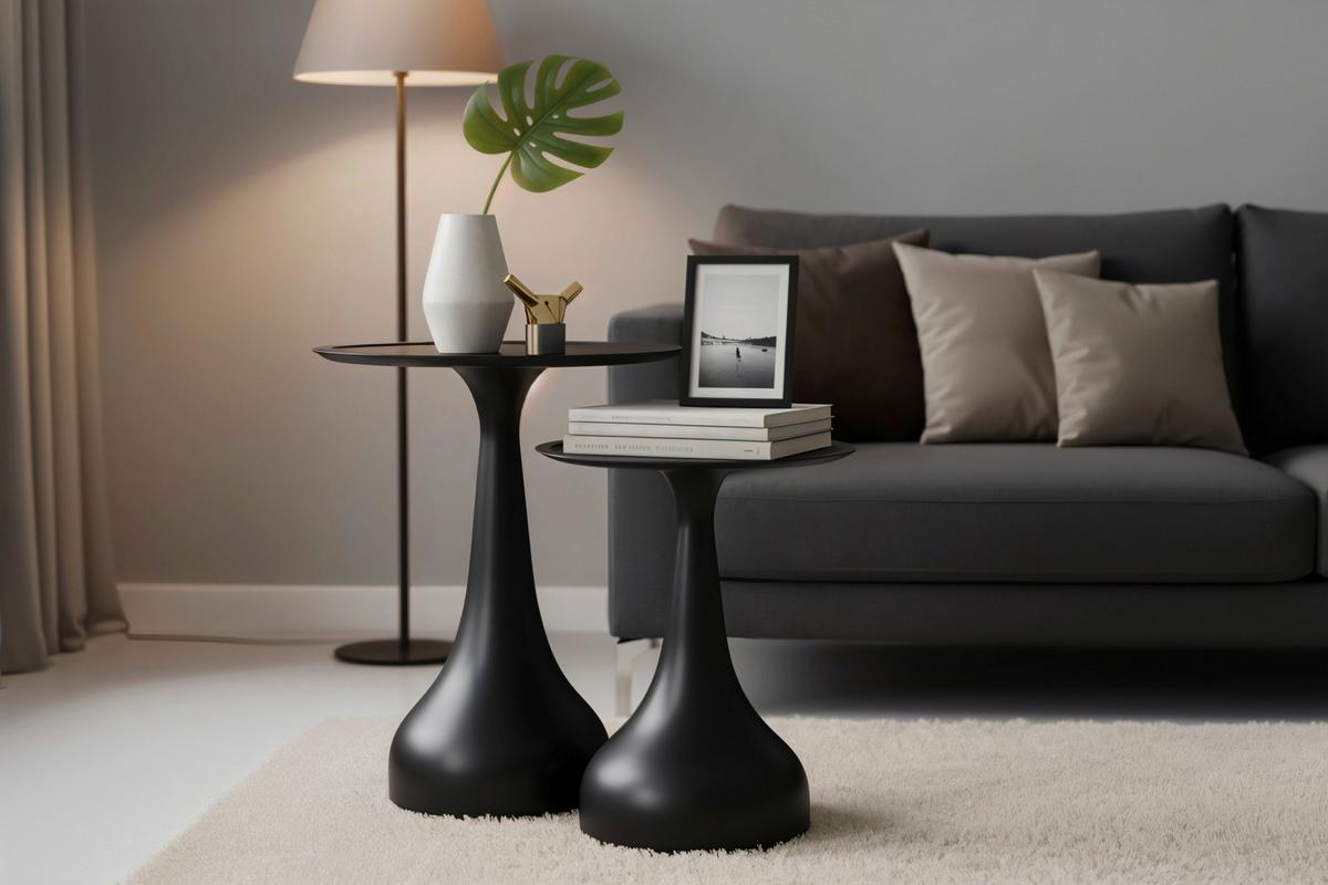 Beistelltisch Schwarz B: 46 cm - Schwarz, Design, Holz (46/46/59cm) - MID.YOU