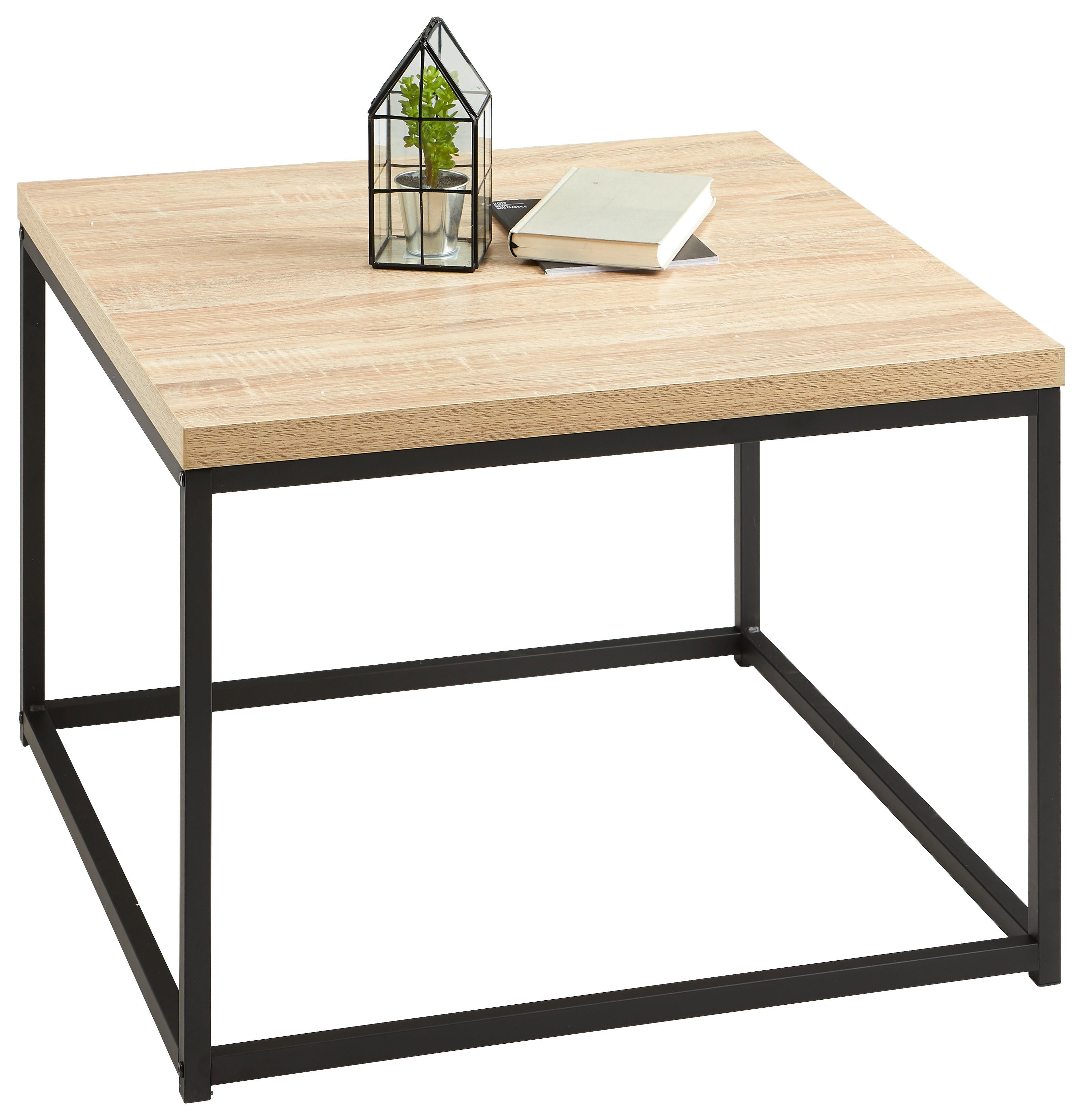 Couchtisch Massa, Eichefarben/Schwarz - Schwarz/Sonoma Eiche, LIFESTYLE, Holzwerkstoff/Metall (70/70/48cm) - MID.YOU