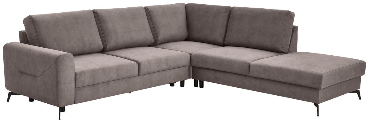 Ecksofa Mit Schlaffunktion Adesso Greige Chenille - Greige/Schwarz, KONVENTIONELL, Textil (275/257cm) - MID.YOU