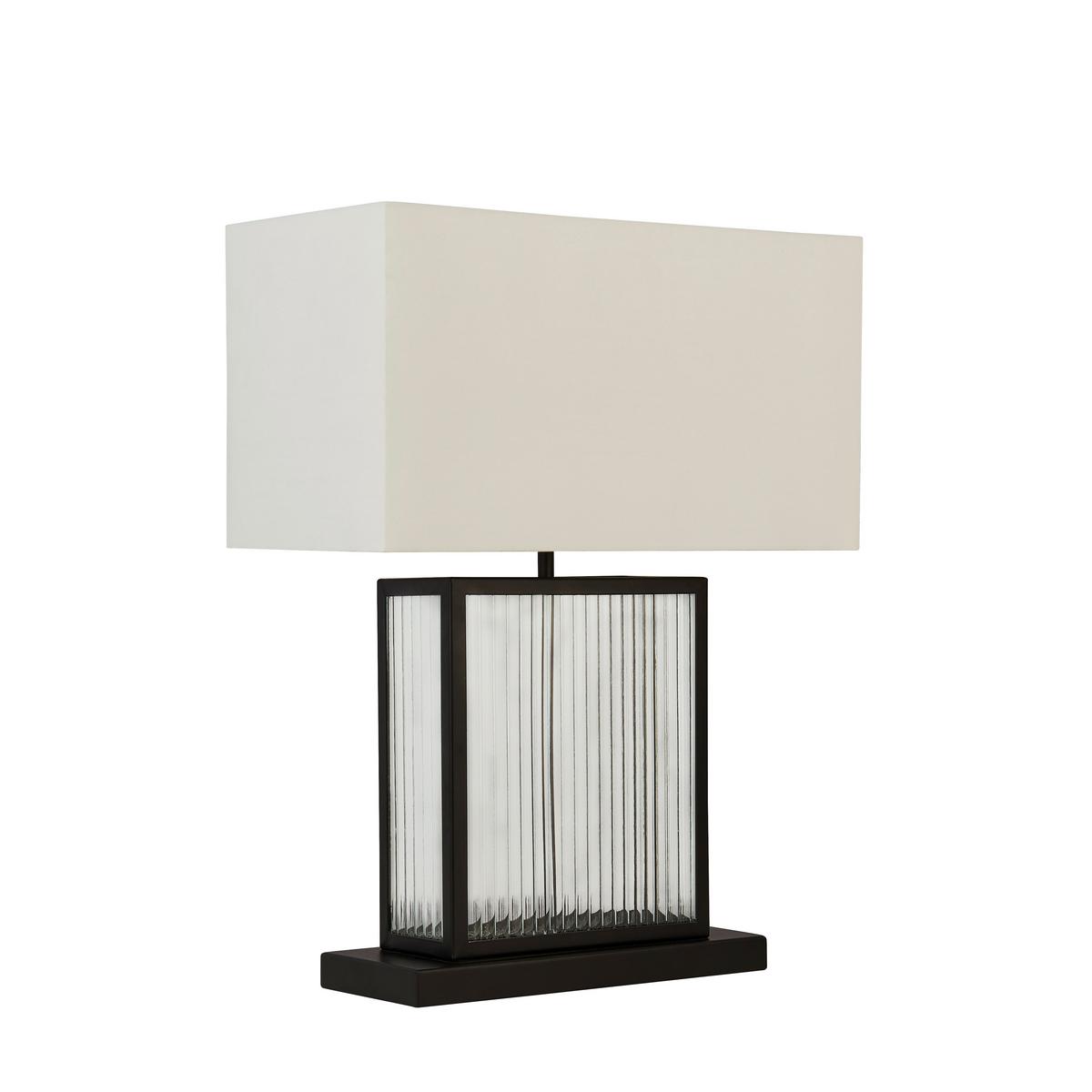 Tischleuchte Eu54210bk Clarendon - Schwarz/Weiß, Design, Glas/Kunststoff (40/53/20cm)