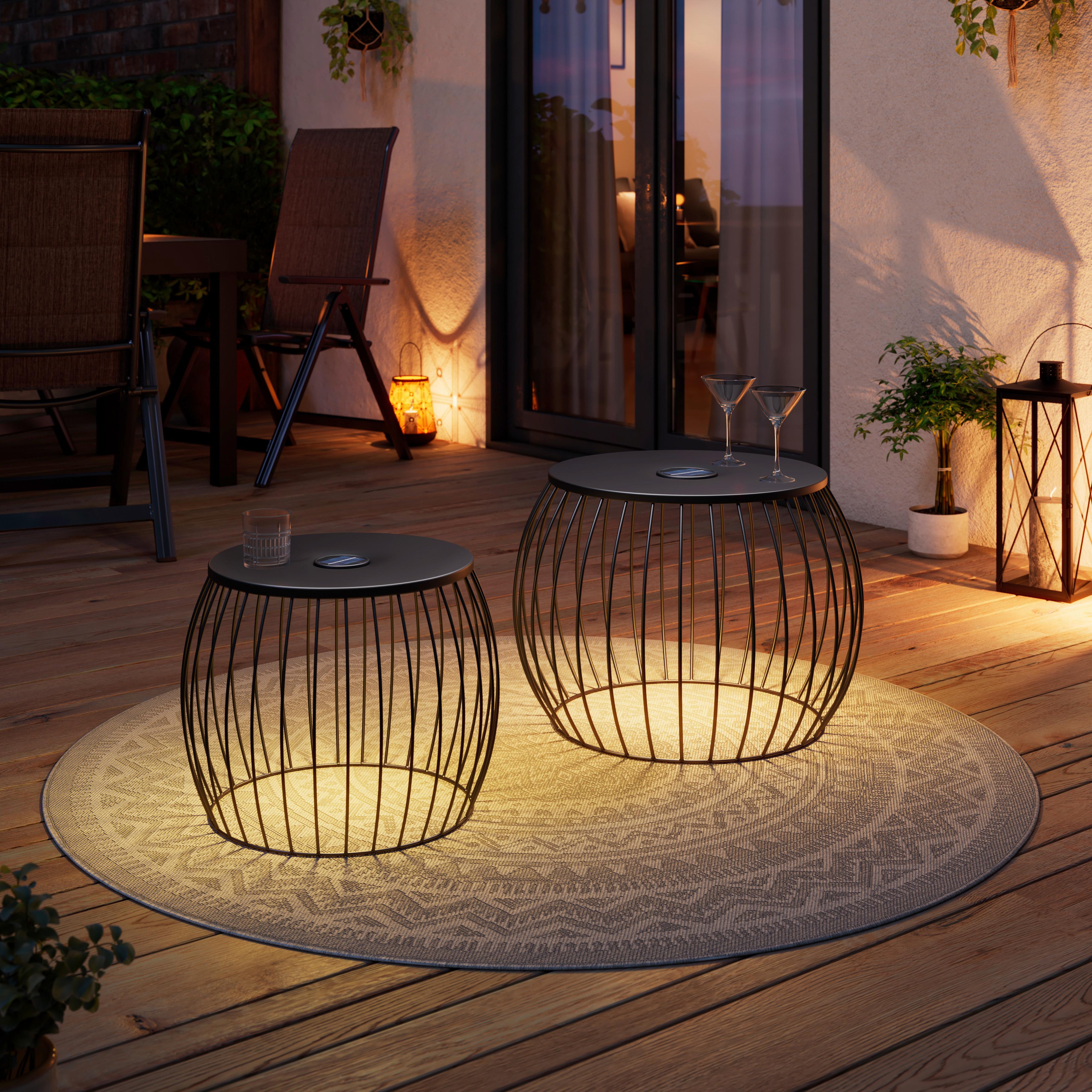 Garten-beistelltischset Solar - Schwarz, MODERN, Metall - Beldano