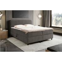 Boxbett Mit Topper & Bettkasten 180x200 Viva - Schwarz/Grau, MODERN, Holz/Kunststoff (180/200cm) - MID.YOU