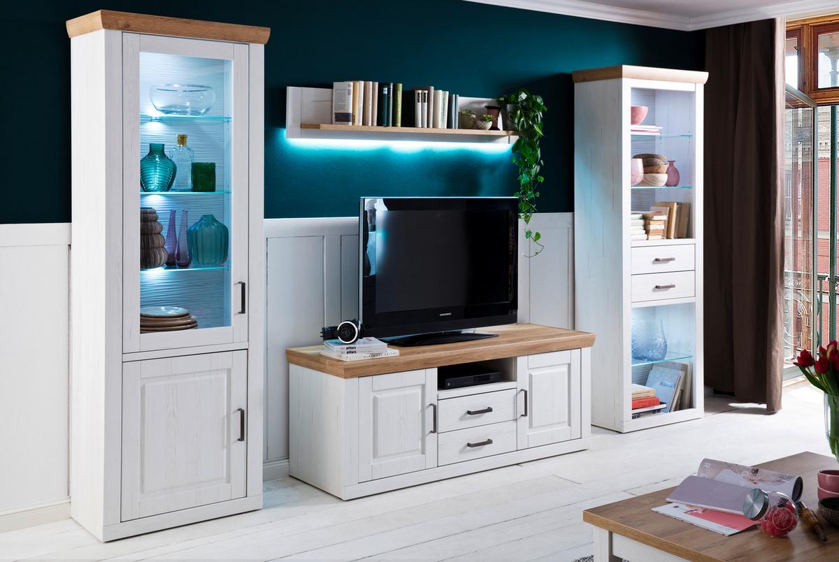 Regal Mit 2 Laden Brixen B: 73 cm Eiche/Pinie Dekor - Eichefarben/Pinienfarben, LIFESTYLE, Glas/Holzwerkstoff (73/210/40cm) - Livetastic