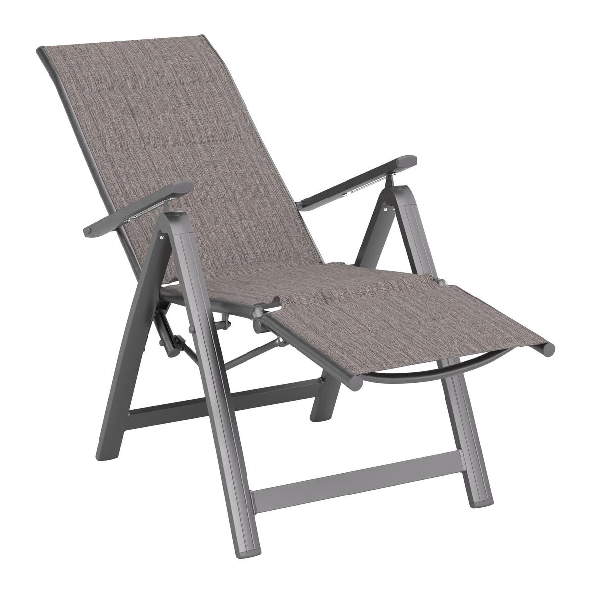 Gartensessel Klappbar Verena Aluminium, Textil - Dunkelgrau, MODERN, Textil/Metall (57/113/68cm) - Beldano