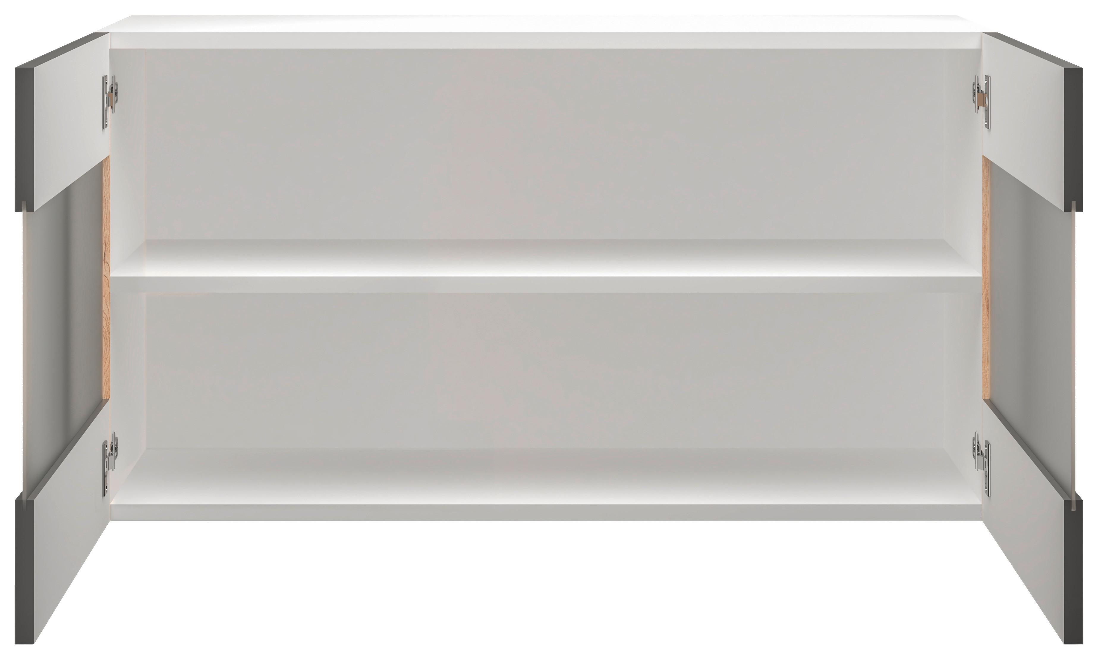 Hängeschrank Shadow B: 100cm, Basaltgrau mit Glas