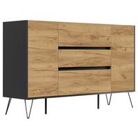 Sideboard Posseik Industrial Graphitfarben/eichef. 155cm - Eichefarben/Schwarz, Design, Holzwerkstoff (155/93,6/42cm) - P & B