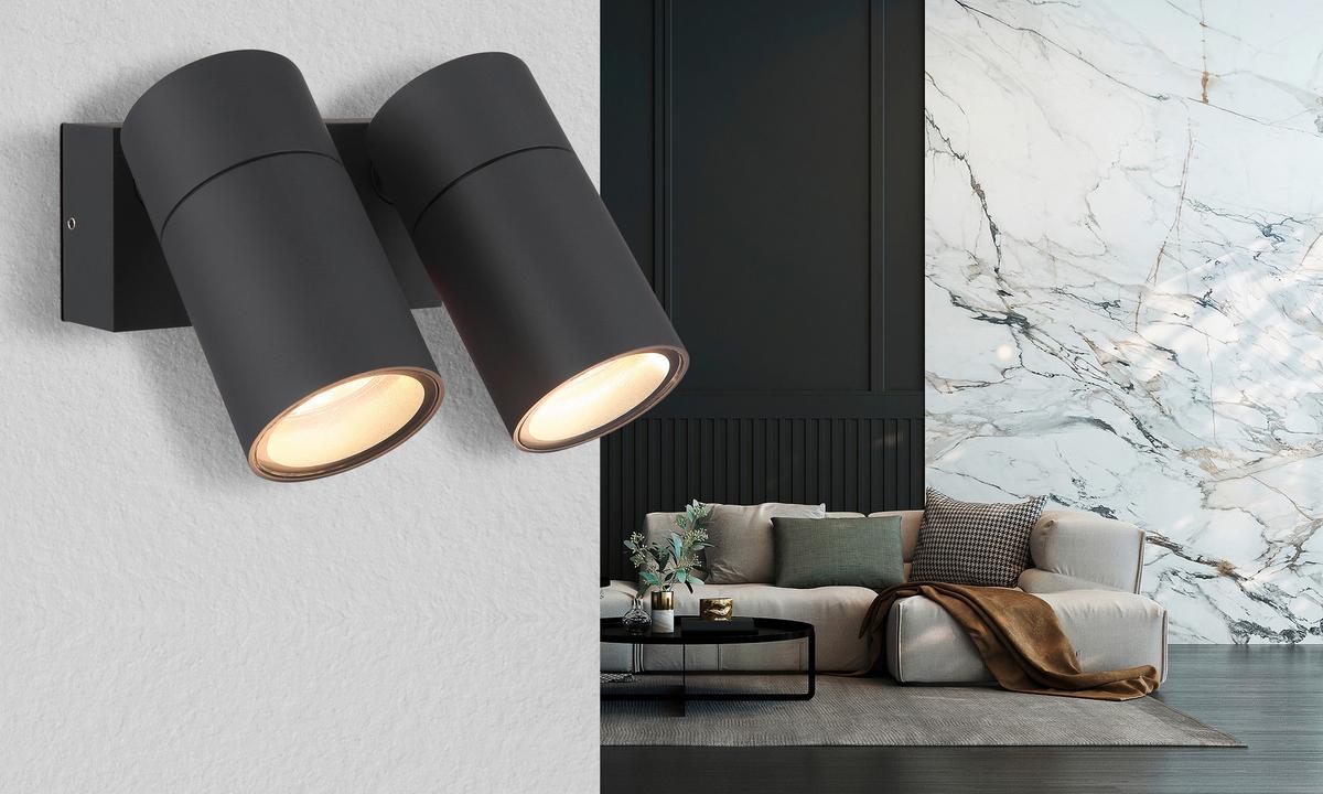 Außenleuchte 3209-2 - Klar/Anthrazit, Design, Glas/Kunststoff (15/10,5/11,8cm) - Globo