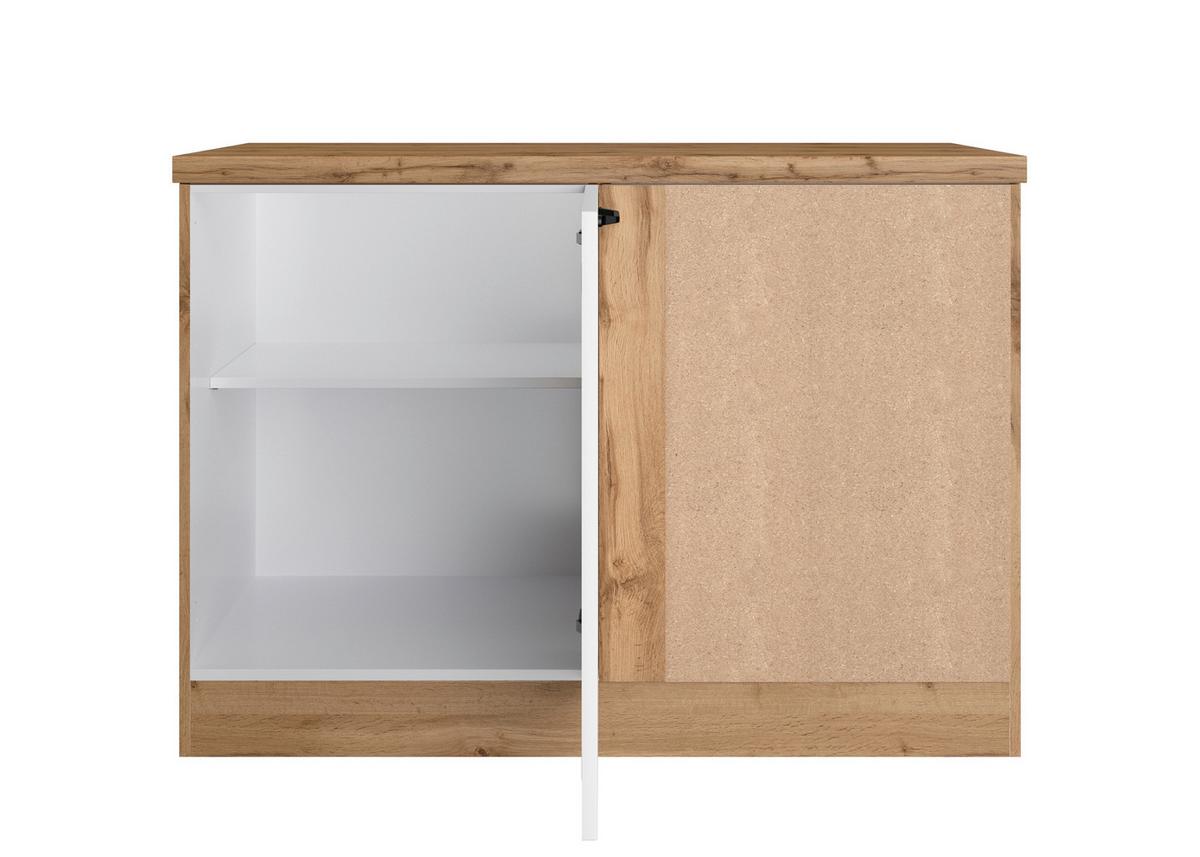 Eckunterschrank Meran B: 120 cm Weiß/Eiche Dekor - Eiche Wotan/Weiß, LIFESTYLE, Holzwerkstoff (120/86/60cm) - Held