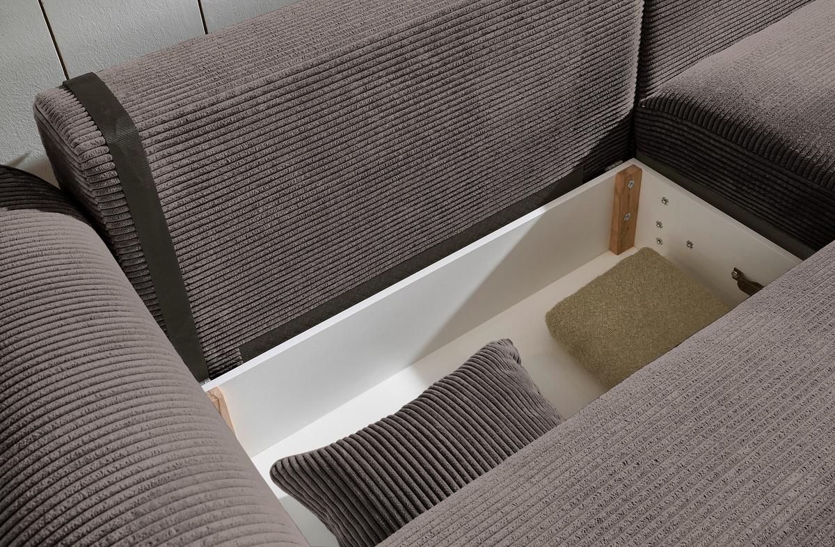 Ecksofa Maureen Braun S: 255/185 cm - Schwarz/Braun, KONVENTIONELL, Textil (255/185cm) - MID.YOU