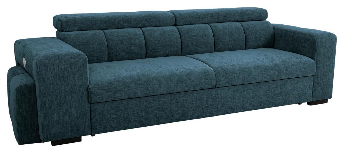 3-SitzerSofa m. Schlaffunktion Sirius S blau, B: 251cm - Blau/Schwarz, KONVENTIONELL, Holz/Holzwerkstoff (251/96/100cm)