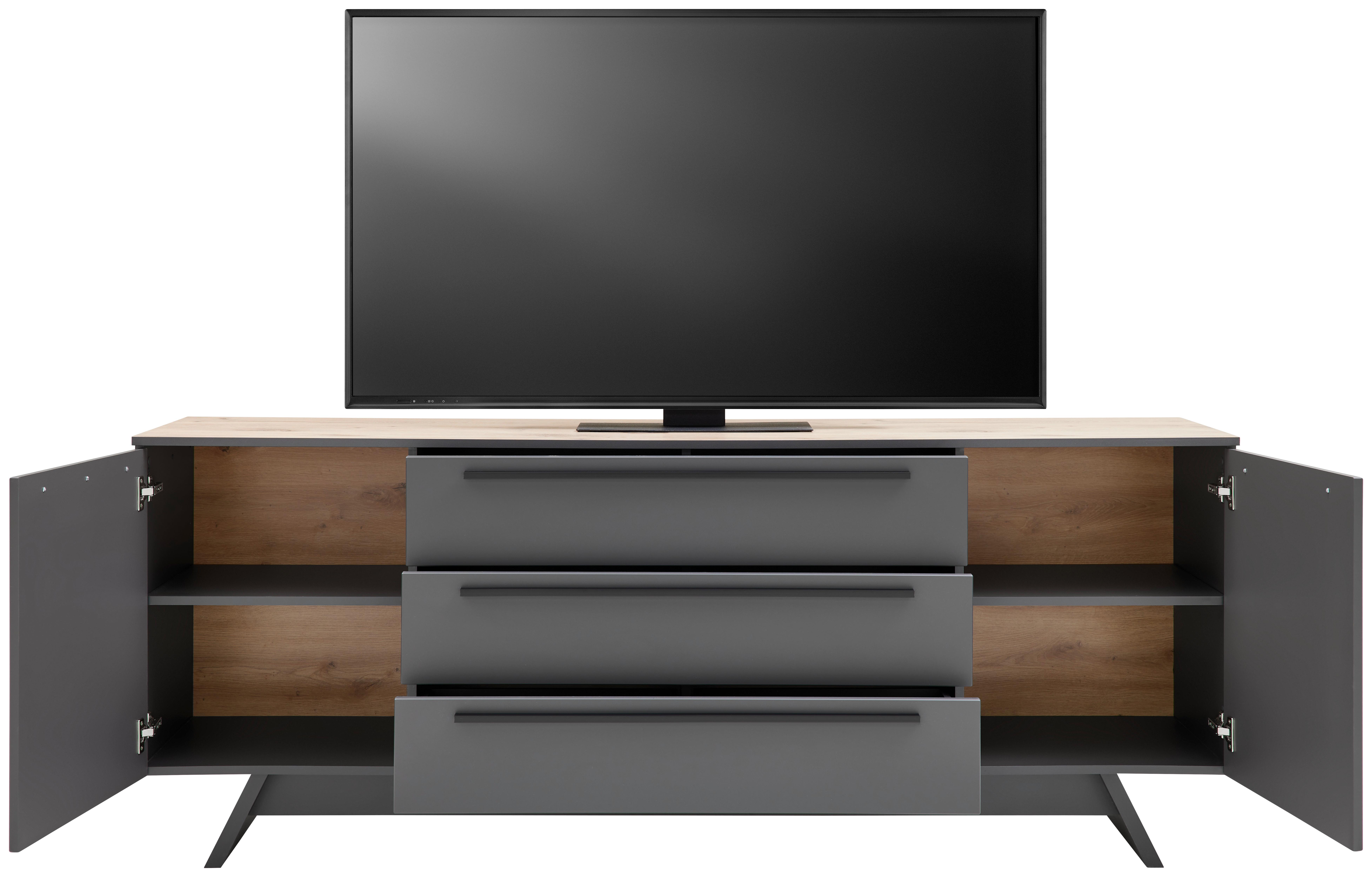 Tv-element Atlanta B: 200,1 Cm Grau/eiche Dekor - Eichefarben/Grau, MODERN, Holzwerkstoff (200,1/80,2/46,2cm)