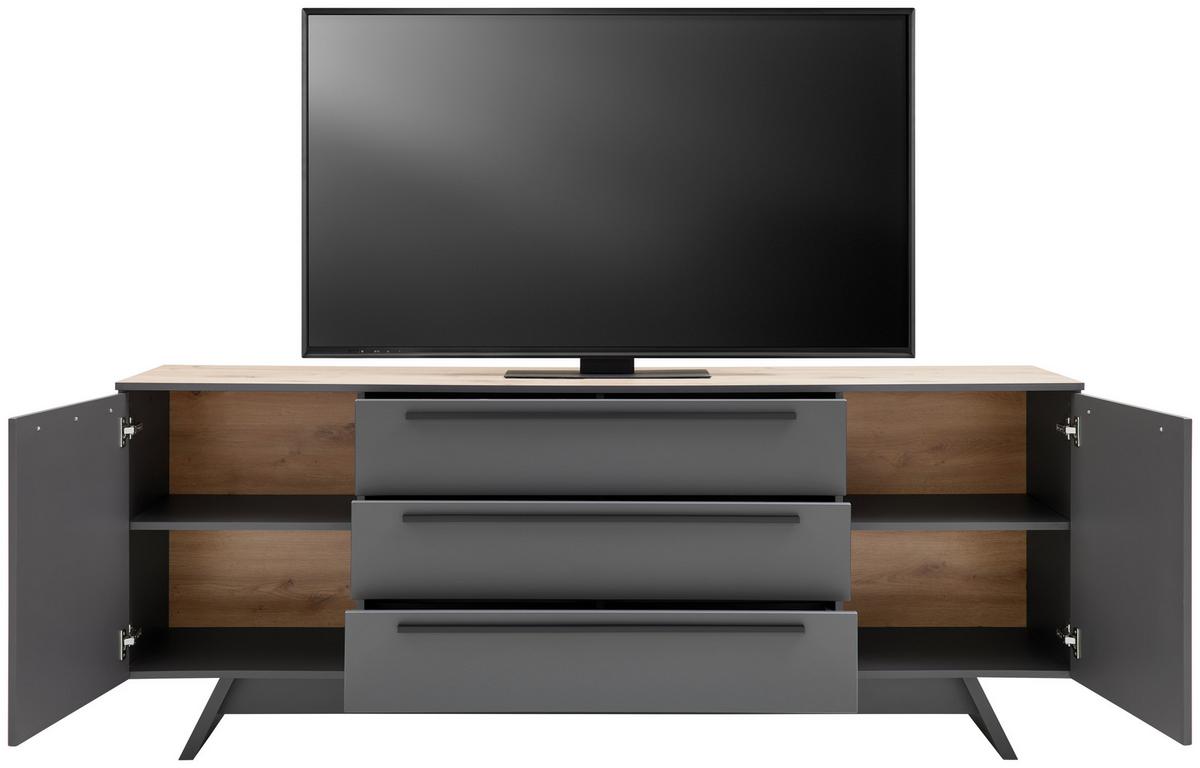 TV-Element Atlanta B: 200,1 cm Grau/Eiche Dekor - Eichefarben/Grau, MODERN, Holzwerkstoff (200,1/80,2/46,2cm)