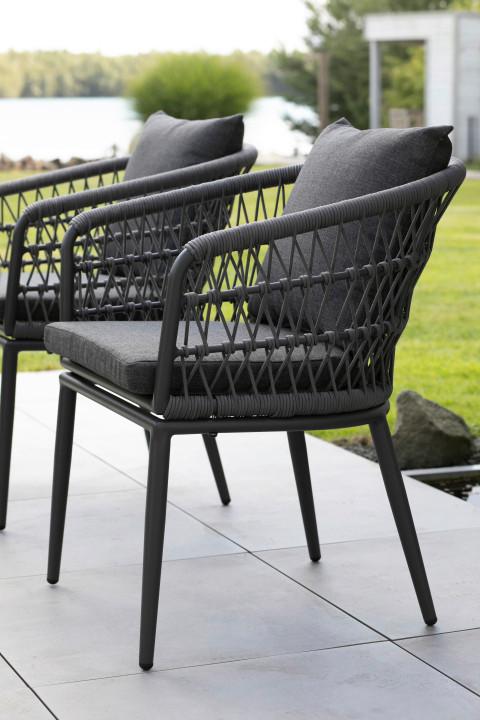 Gartensessel Genua Diningsessel Rope 7 mm - Grau, Basics, Kunststoff/Textil (58/78/63cm) - Gardenson