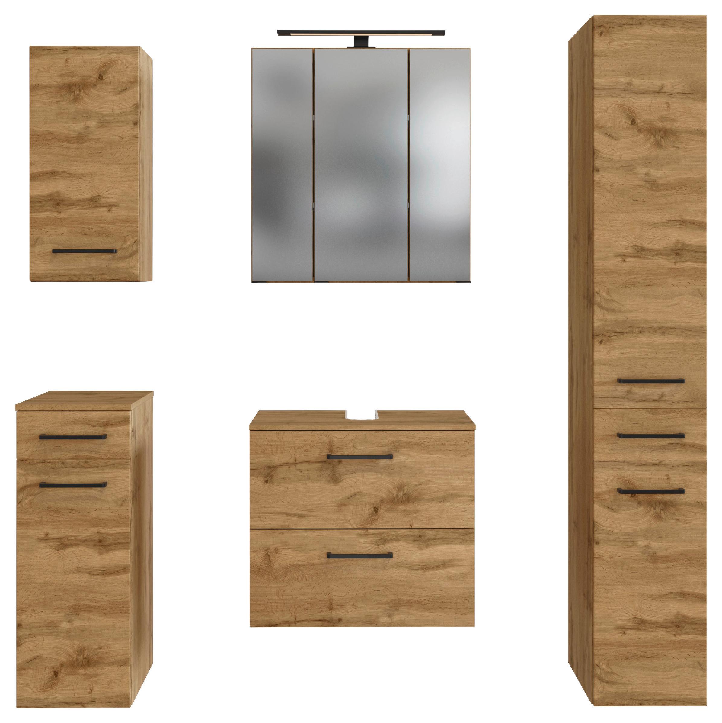 Badmöbel-Set 5--Teilig. Manchester B: 120 cm Eiche Wotan Dekor - Eichefarben, MODERN, Holzwerkstoff (120cm) - Held