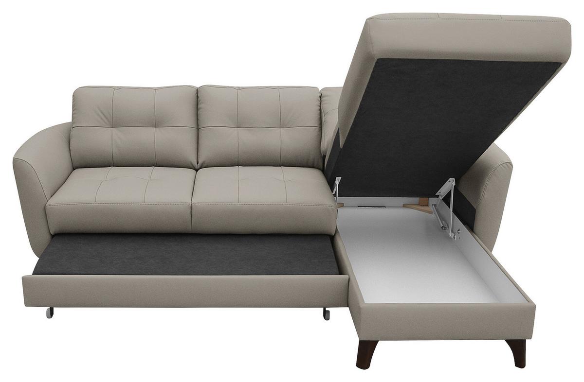 Ecksofa Nordic Plantinfarben S: 238x168 cm - Platinfarben/Buchefarben, Design, Leder/Textil (238/168cm) - Livetastic
