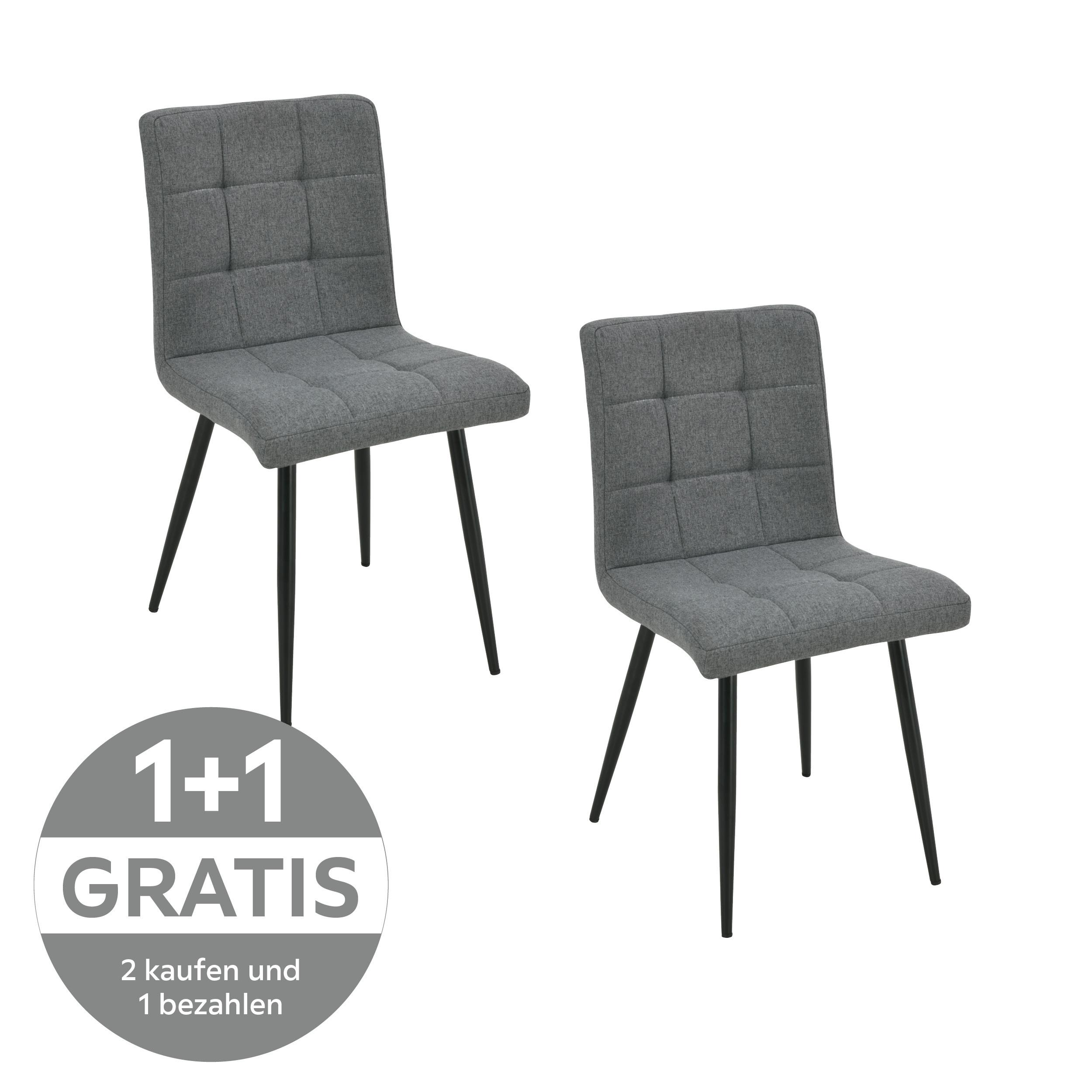 Polsterstuhl Matteo Dunkelgrau Leinenoptik - Schwarz/Grau, MODERN, Holz/Textil (43/83/55cm) - Ondega