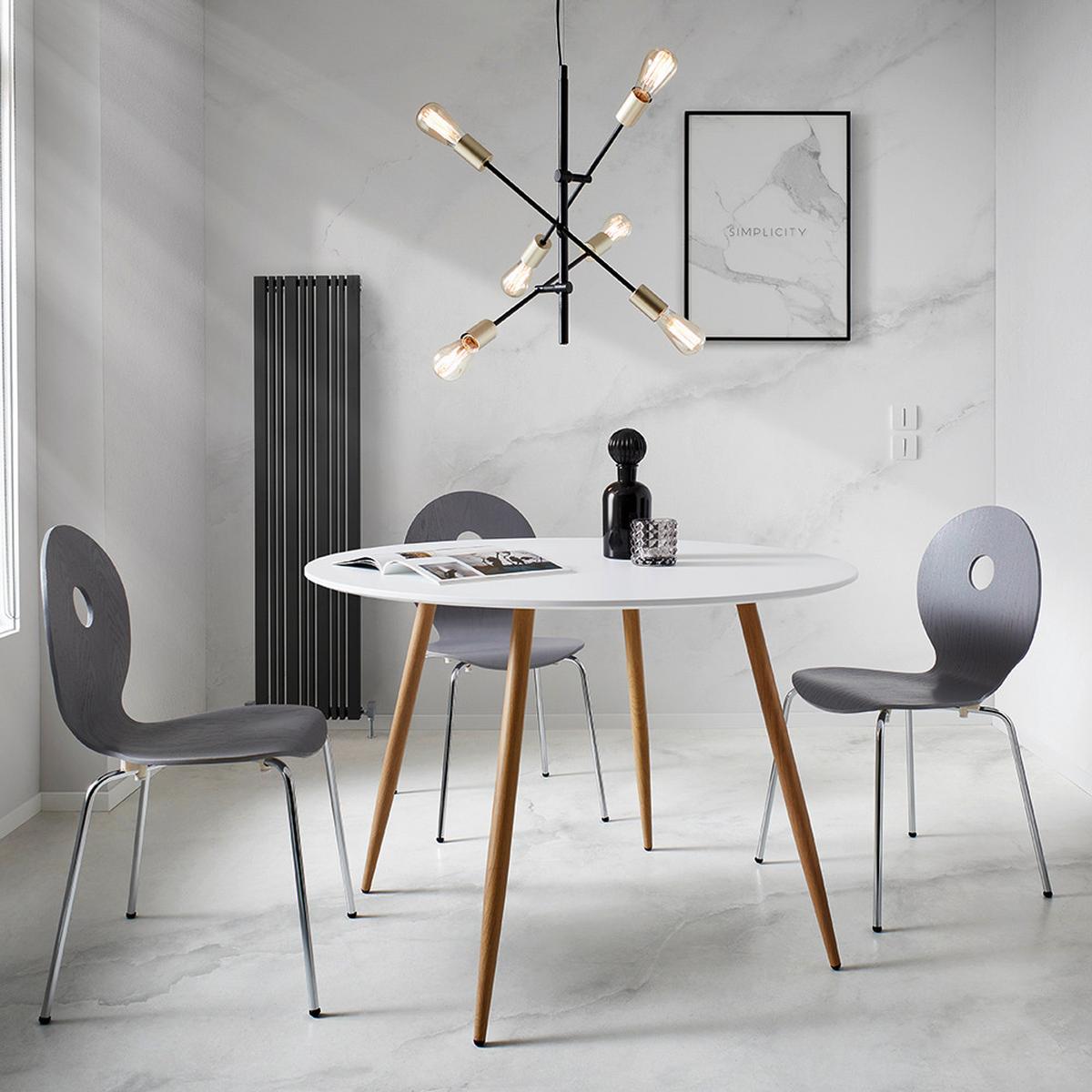 Jídelní stůl John 110x76 cm - bílá/barvy dubu, Moderní, kov/dřevo (110/110/76cm) - Bessagi Home