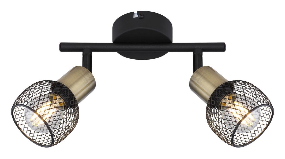 Strahler Fiastra 2-Flammig verstellbar L: 22 cm - Schwarz, Basics, Metall (22/8/14cm) - Globo
