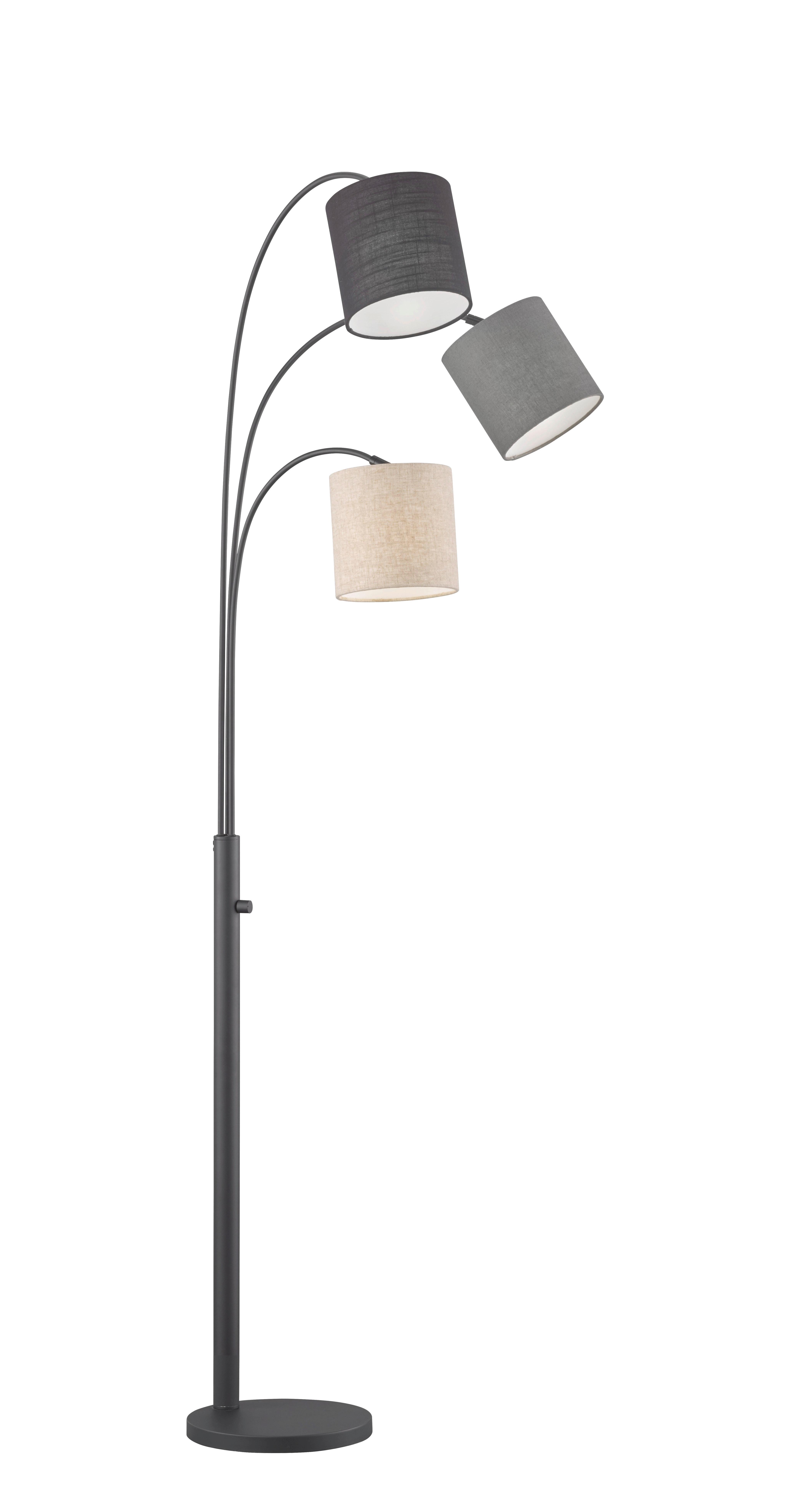 Stehlampe Shade Grau/schwarz/sandfarben - Sandfarben/Schwarz, Design, Textil/Metall (186cm) - Fischer & Honsel